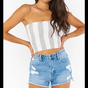 Show Me Your Mumu Toni tube top grey bengal stripe